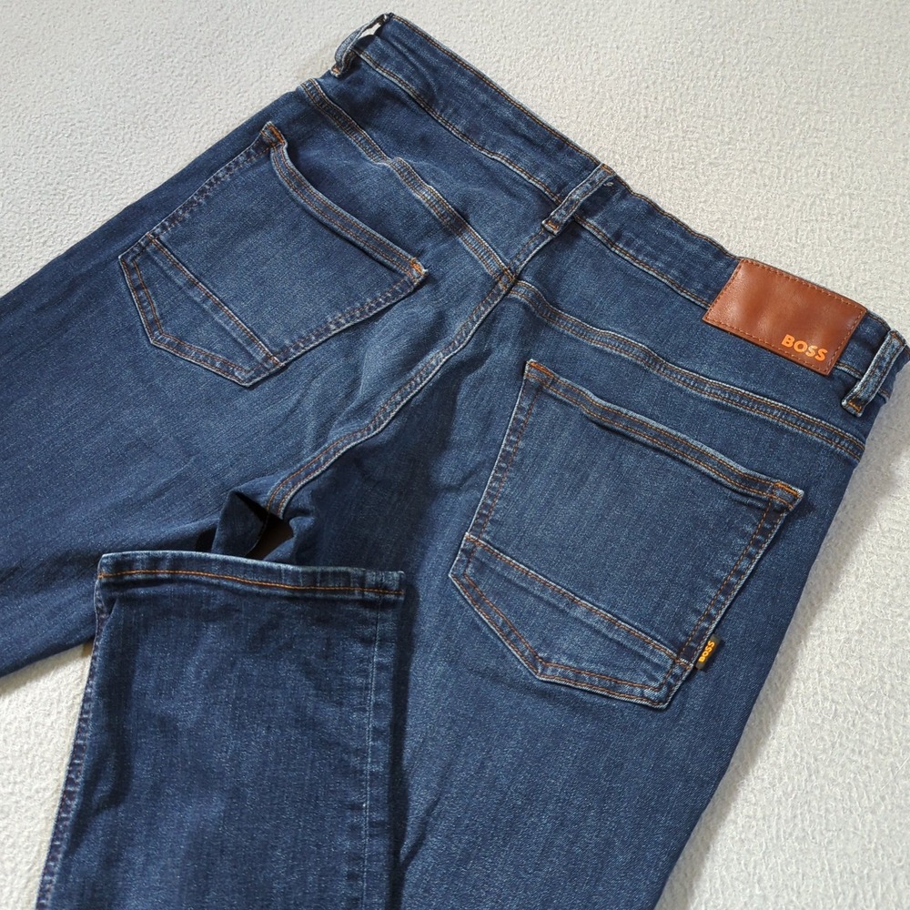 Hugo Boss Delaware Slim Fit Jeans Mens 34x32 Dark Wash Blue Stretch Denim